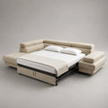 Canapé d'angle convertible en tissu beige avec lit escamotable 280 x 220 x 90 cm