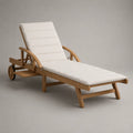 Bain de soleil de jardin inclinable en bois d'acacia avec coussin blanc 200 x 70 x 85 cm