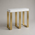 Console d'entrée rectangulaire avec plateau effet marbre blanc structure acier doré 120 x 35 x 80 cm