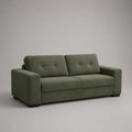 Canapé droit 3 places en polyester vert avec accoudoirs et pieds noirs 230 x 90 x 85 cm