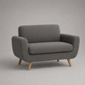 Canapé 2 places en tissu gris avec accoudoirs arrondis et pieds en bois 180 x 85 x 85 cm