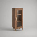Buffet colonne salle à manger avec porte vitrée en MDF effet noyer marron 60 x 40 x 120 cm